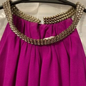 Trina Turk Fuchsia Blouse with Rhinestone Collar